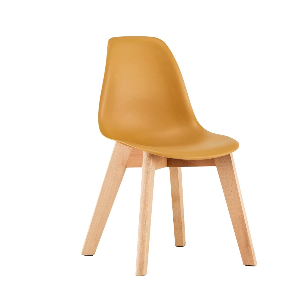Sedia scandinava per bambini in legno di faggio, mostarda