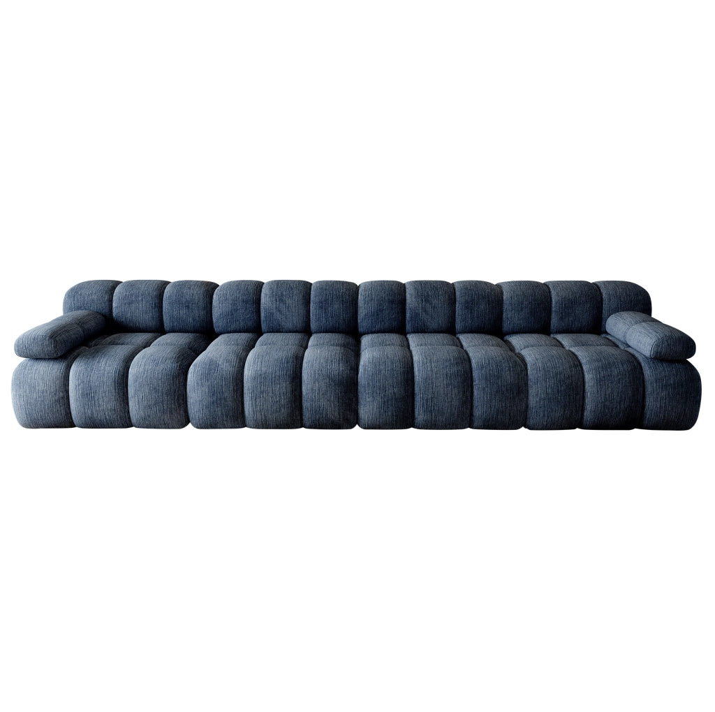 DIVANO Angolare 400x100x68 cm in Tessuto Blu Senza Montaggio