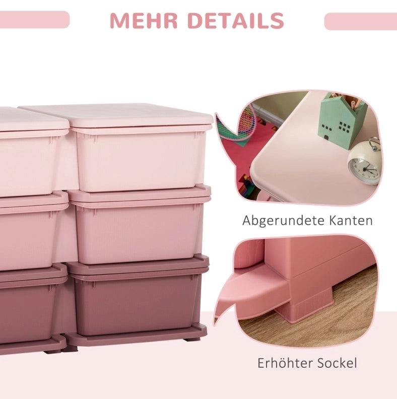 Mobile contenitore per bambini rosa con 6 cassetti