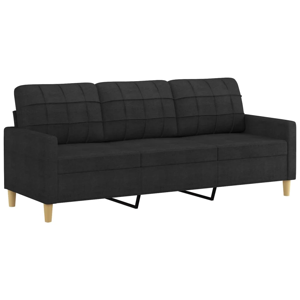 Set Divani 4 pz con Cuscini Nero in Tessuto