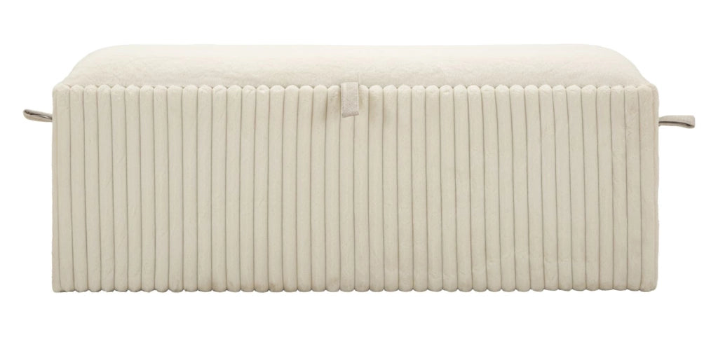Panca con Contenitore Goteborg 113x41x44 cm in MDF e Spugna e Poliestere Bianco