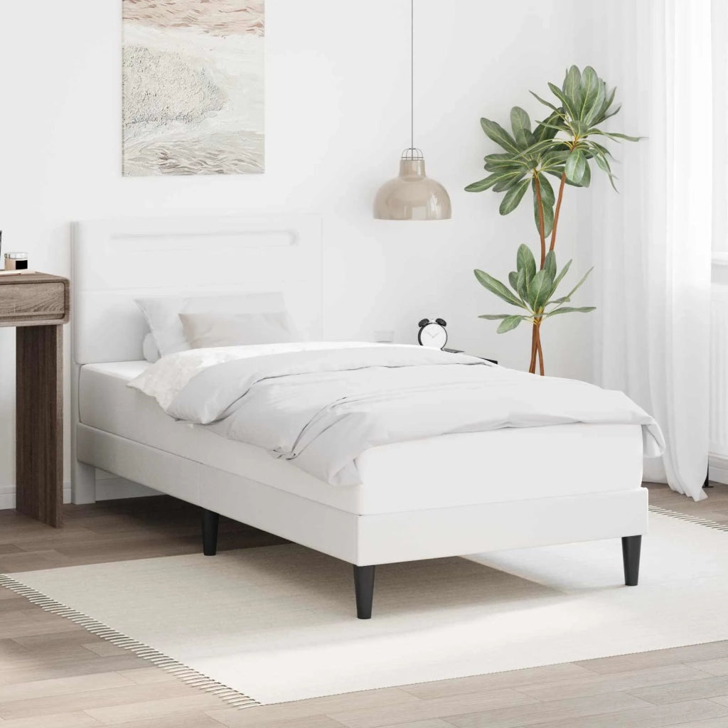 Letto singolo | Letto per adulti | Struttura del letto con testiera Bianco 80 x 200 cm Similpelle
