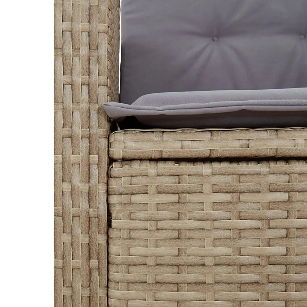 Set da Pranzo da Giardino 4 pz con Cuscini Beige in Polyrattan