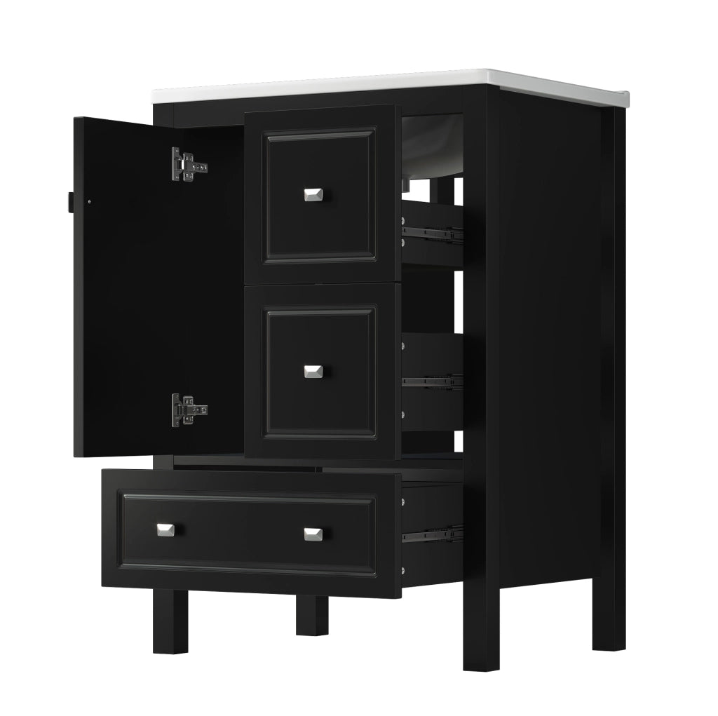 Mobile bagno nero 62x47x90 cm con lavabo in ceramica e ampio spazio contenitivo