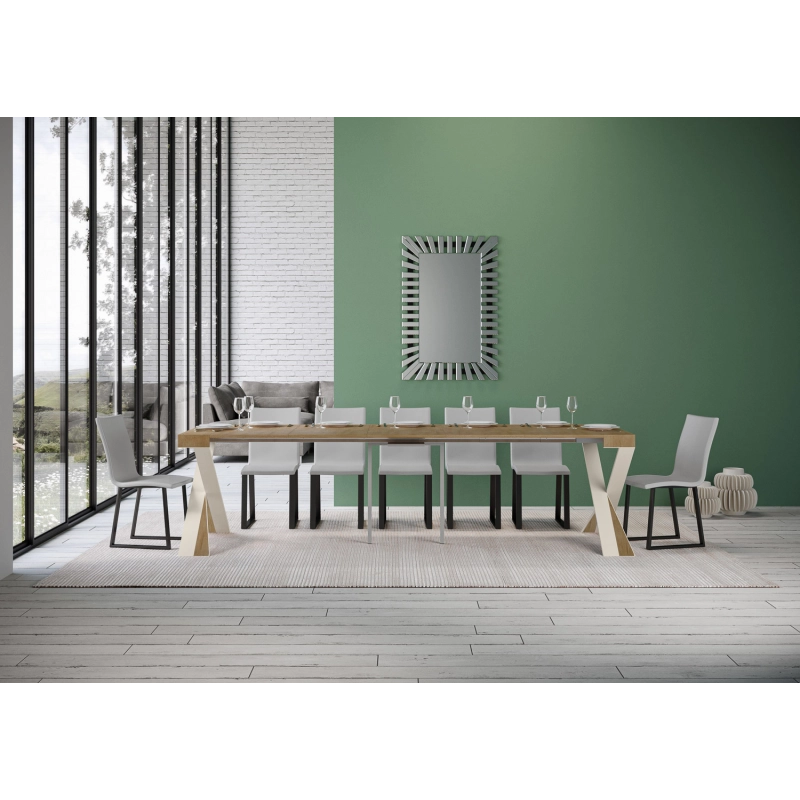 Consolle allungabile 90x40/300 cm Diago Premium telaio Antracite - Noce