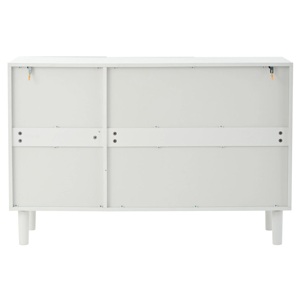 Credenza 120x38;5x79 cm a 3 ante in MDF bianco con ripiani regolabili HOMVRA