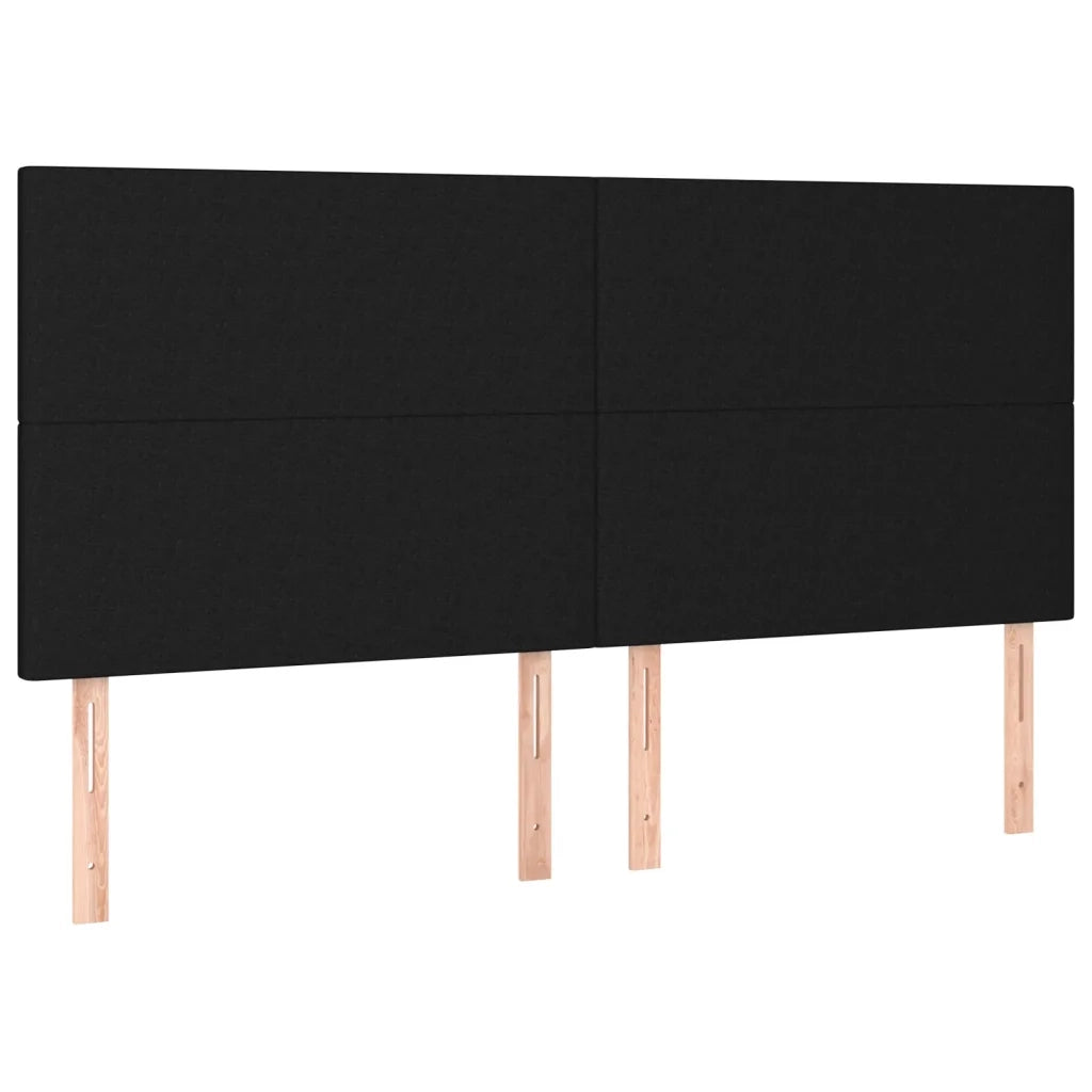 Testiera | Testata Nera 200x5x118/128 cm Tessuto