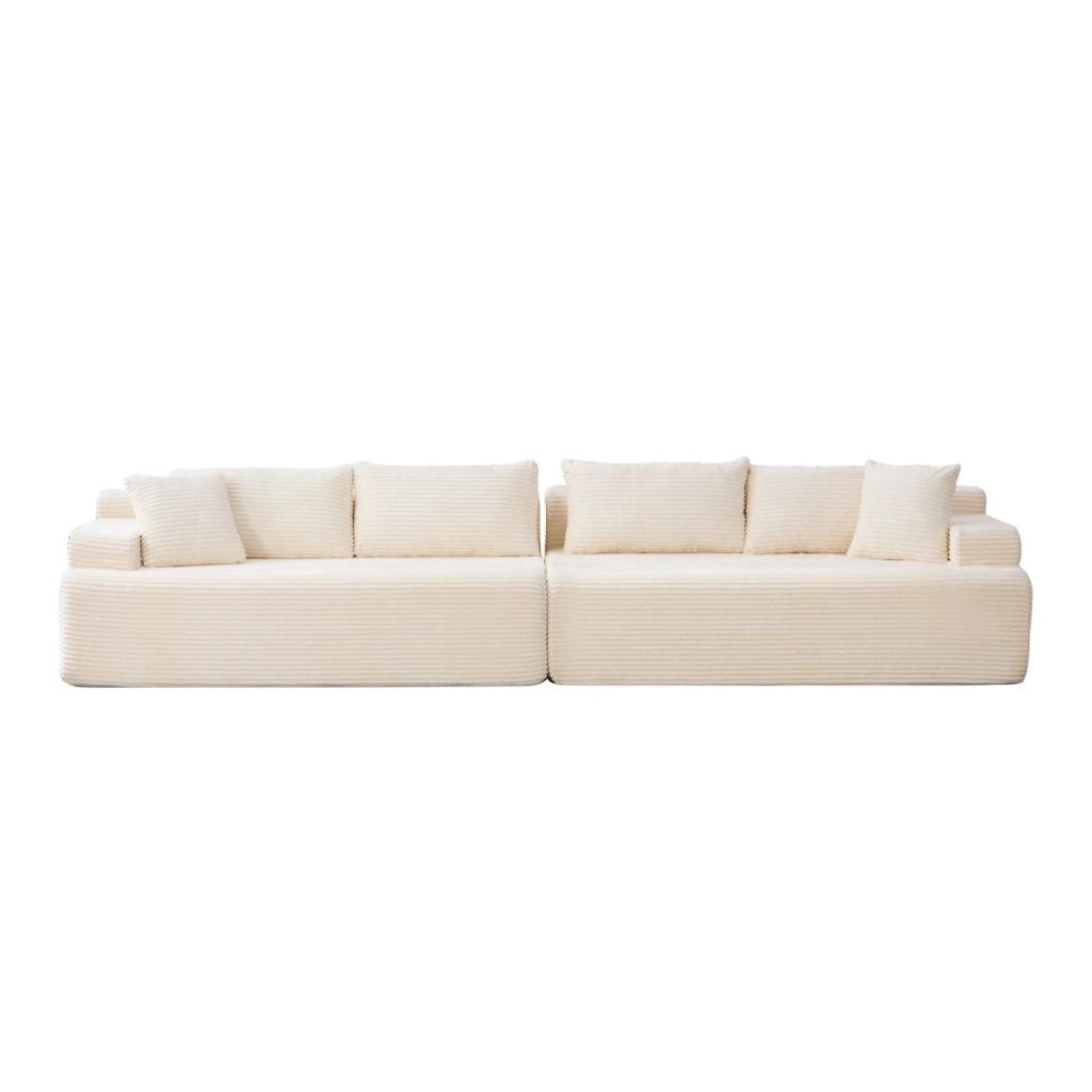 Divano modulare, divano compatto, tessuto chenille, schiuma ad alta elasticità 30D, base antiscivolo, 6 posti, beige