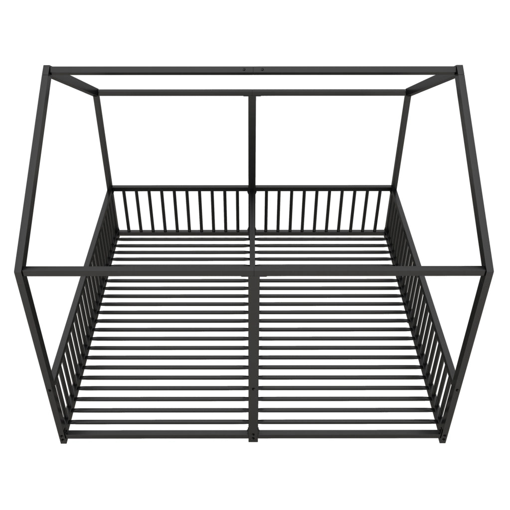LETTO a casetta con sponde e scala 90x200 cm in metallo nero