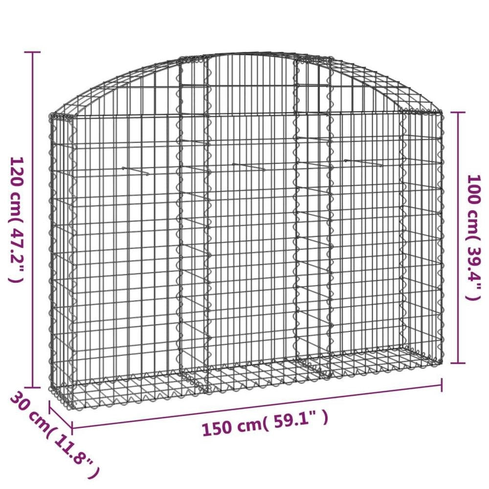 Gabion With High Arch 150x30x100/120 Cm Galvanized Iron