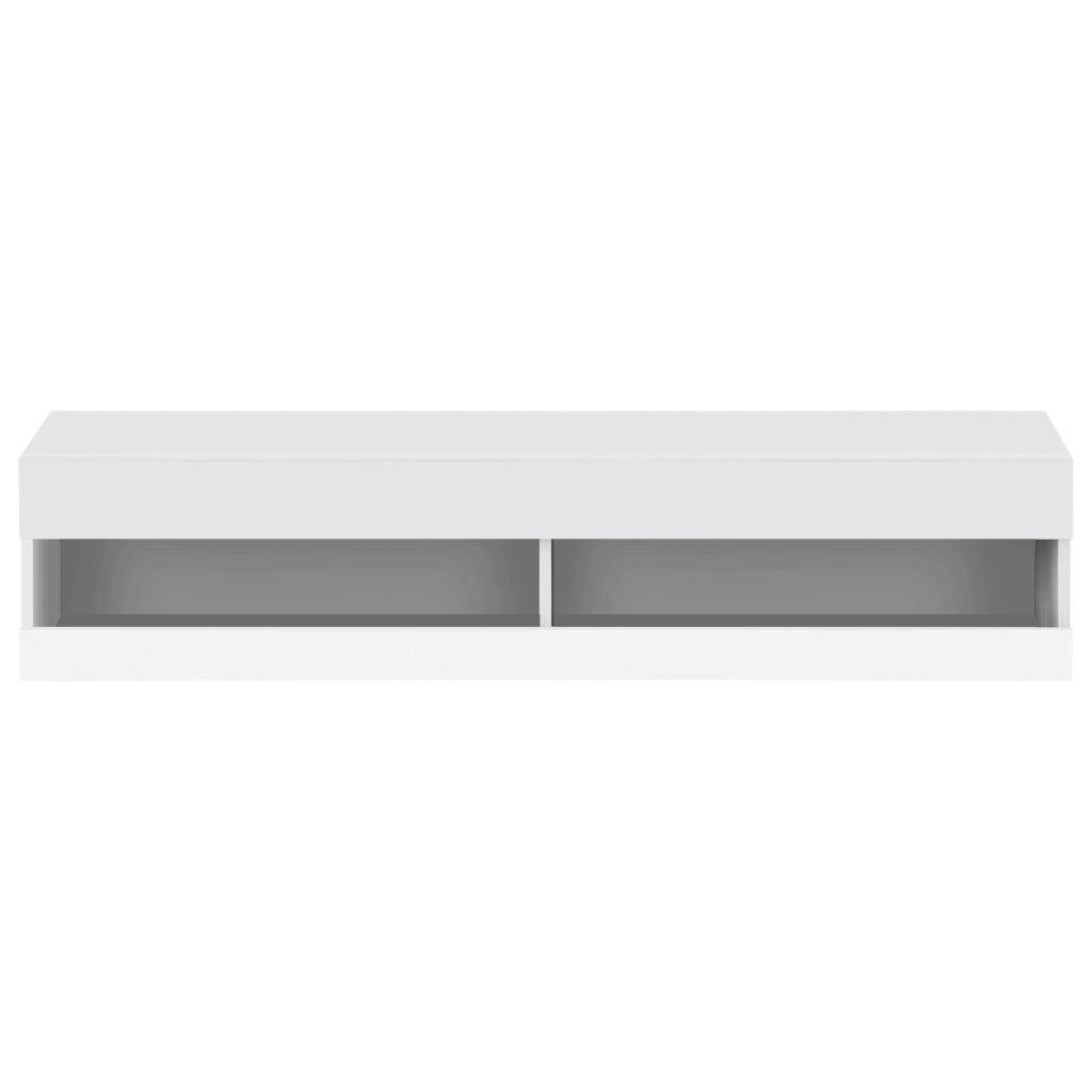 Mobile TV sospeso con illuminazione LED e frontali lucidi; 140 x 40 x 30;5 cm; bianco