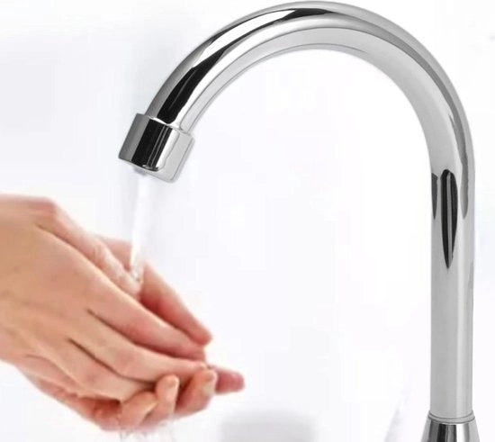 Pedale Handsfree per Rubinetto - Scarico in Acciaio Inox a Doppio Vaso - Ideale per Bagni e Stanze Sanitarie.