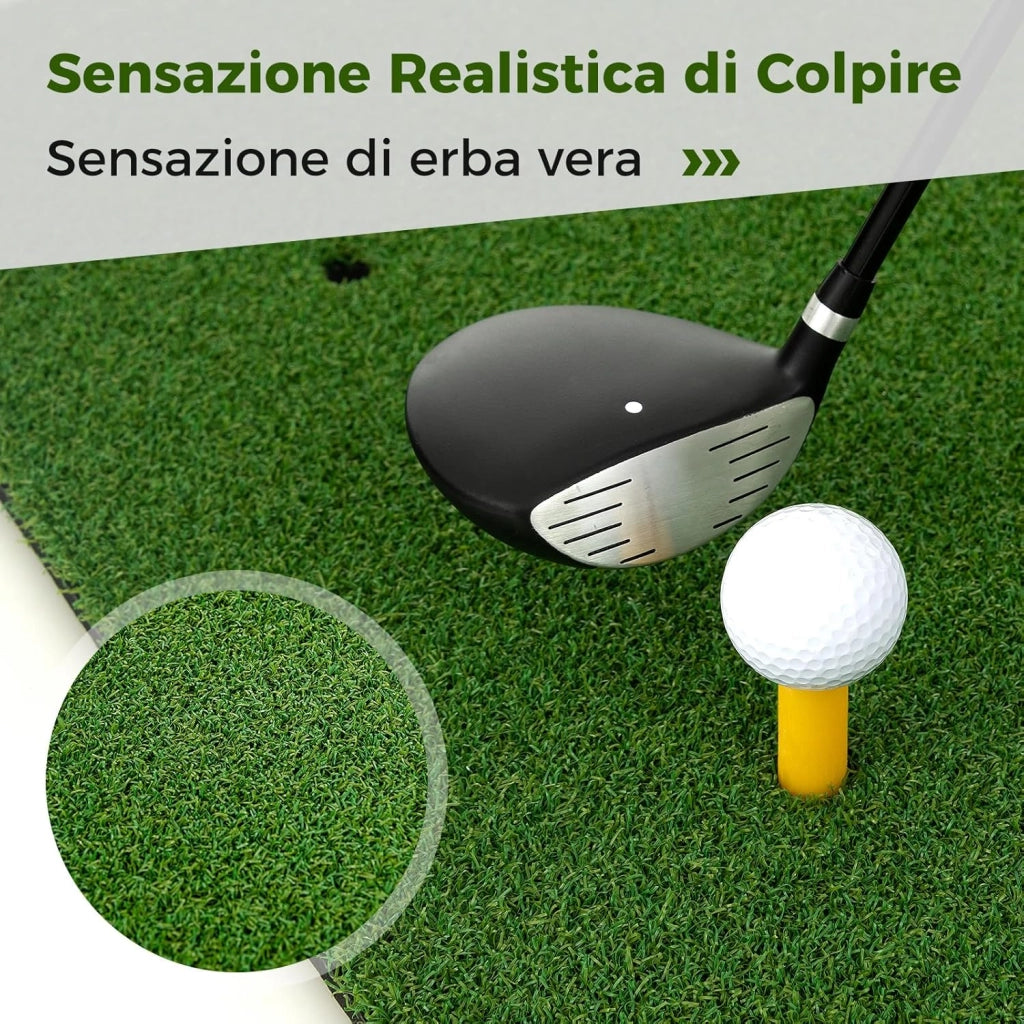 appeto da Allenamento Golf 3-in-1, Tappetino da Allenamento in Erba Sintetica con 2 Punte da Golf, 2 Aste di Allineamento e 3 Fori Preforati per le Punte