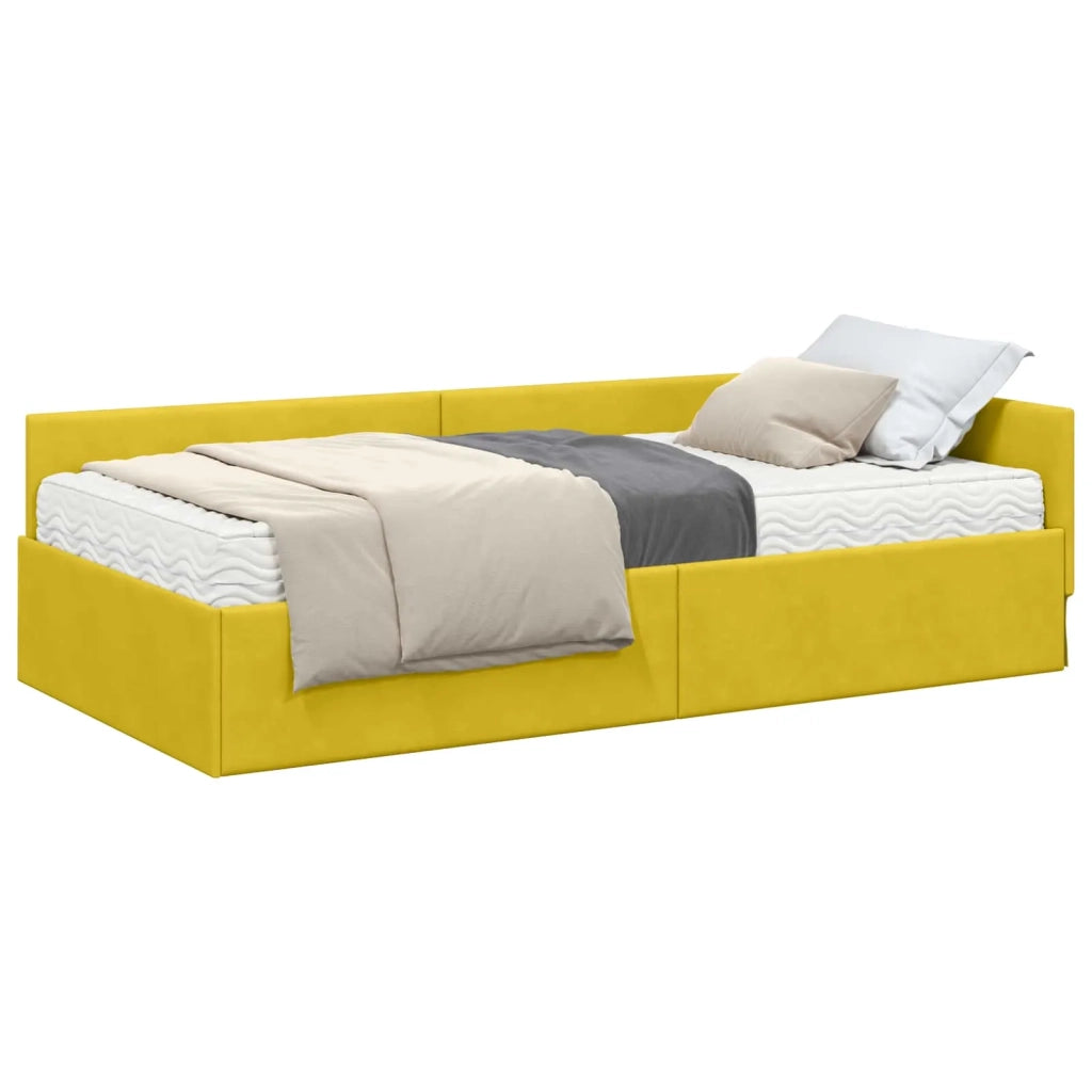 Struttura Letto Angolare con Materasso 2 pcs Giallo Velluto