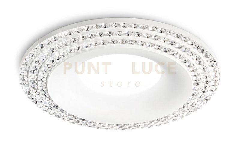 GFA210-  FARETTO DA INCASSO CON 3 STRISCE STRASS D.9,7CM BIANCO 1 LUCE ATTACCO GU10