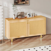 Credenza 2 ante in MDF con rattan intrecciato naturale HAVRYA