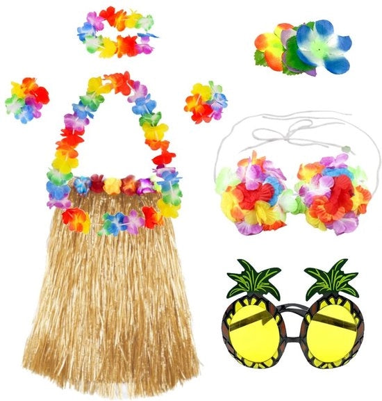 Set di cappelli hawaiani da 8 - Grasse hawaiane - Abito da festa - Corona di fiori - Benda per i capelli - Leggero e confortevole