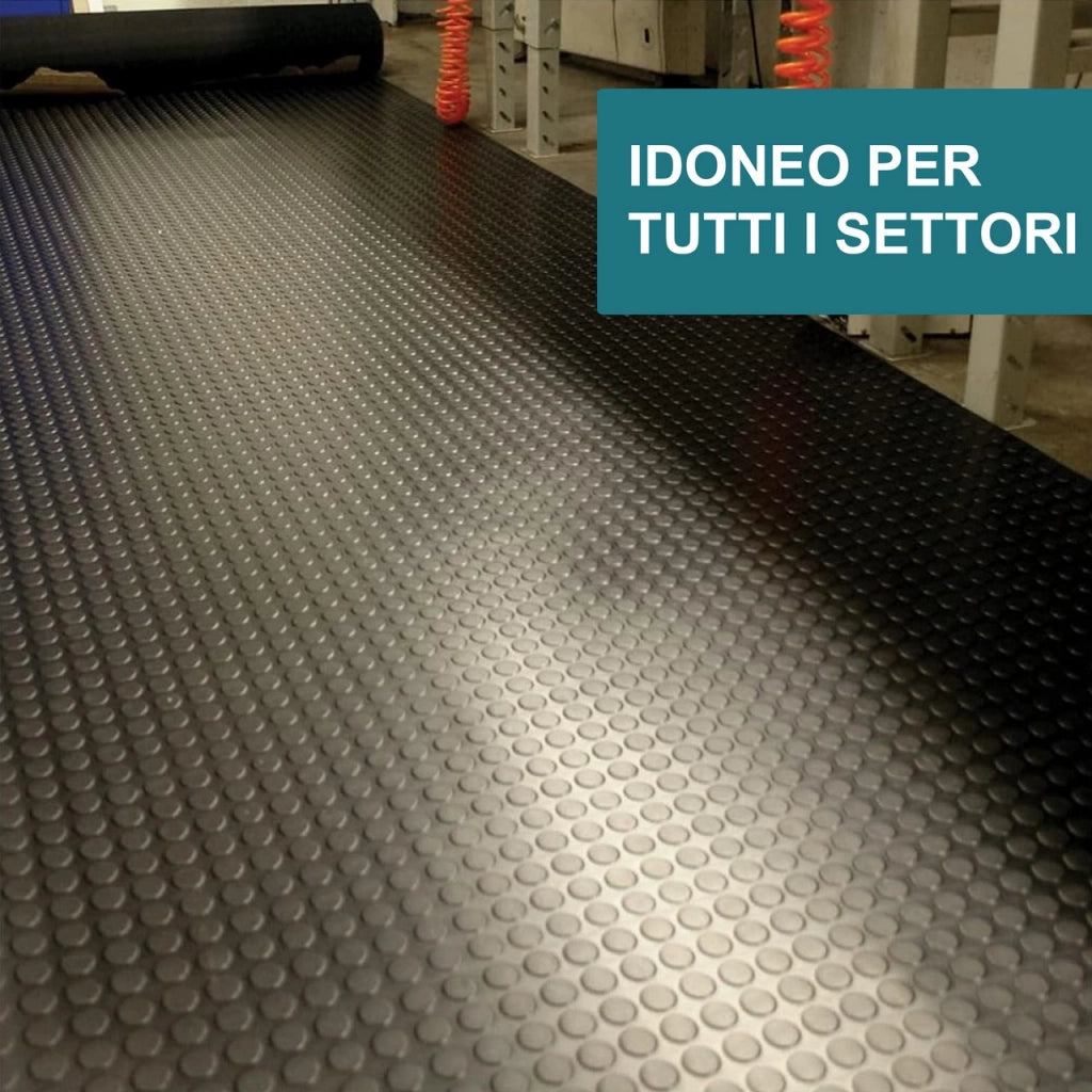 2mt x 5mt Pavimento antiscivolo bolflex bullonato copripavimento bollato in pvc 1,2mm - NERO