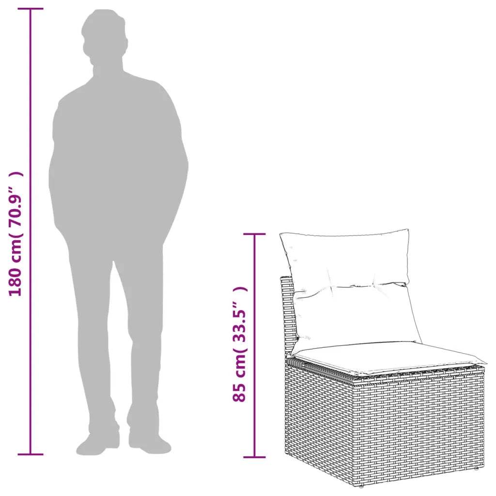 Set Divani da Giardino 7 pz con Cuscini Grigio in Polyrattan 3225878