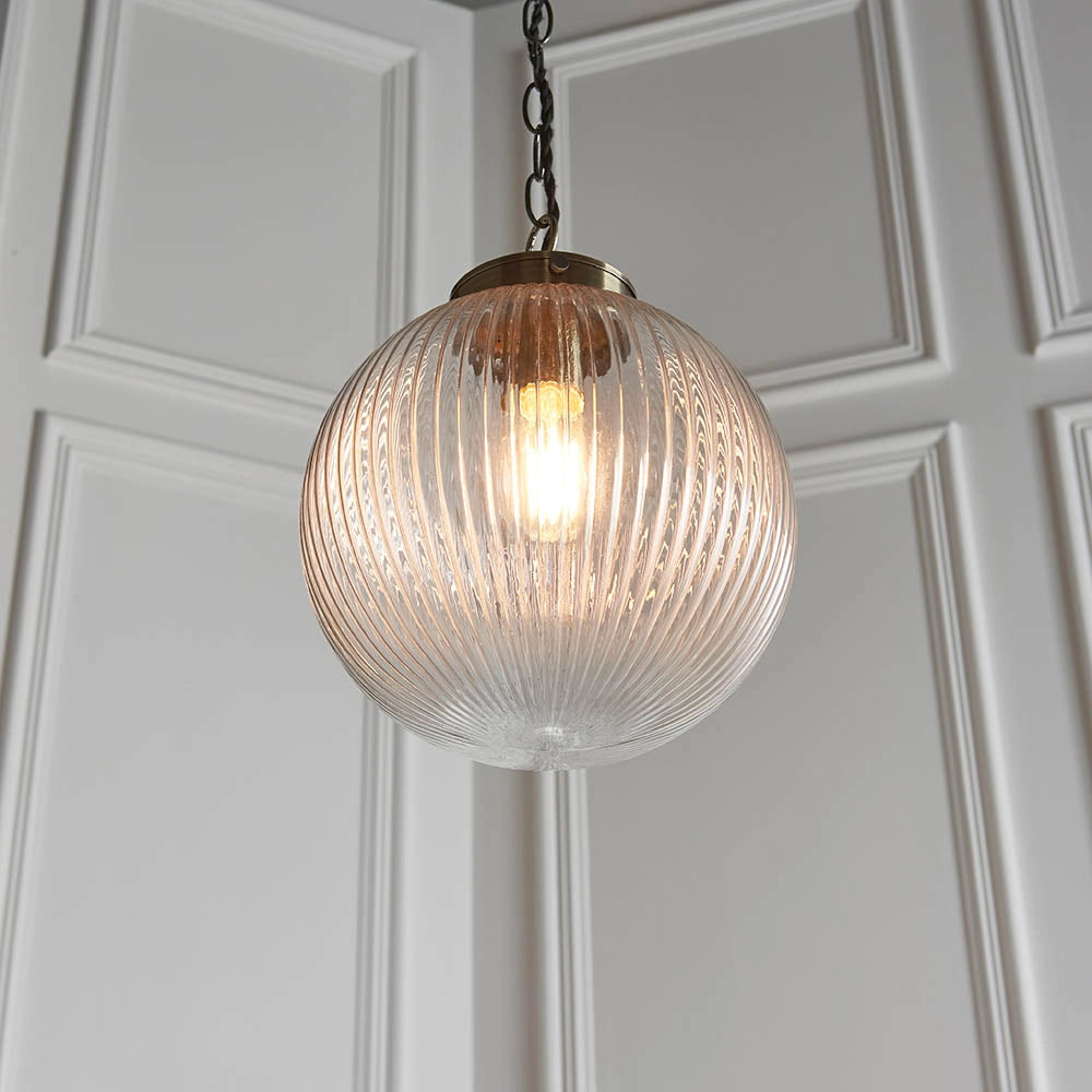 Lampada a sospensione vintage ottone globo Ø25 E27
