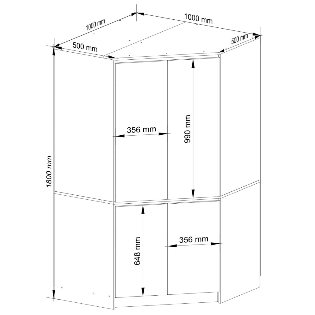Armadio ad angolo AKORD S100 Sonoma Quercia 100 cm 4 ante 100x50x180 cm