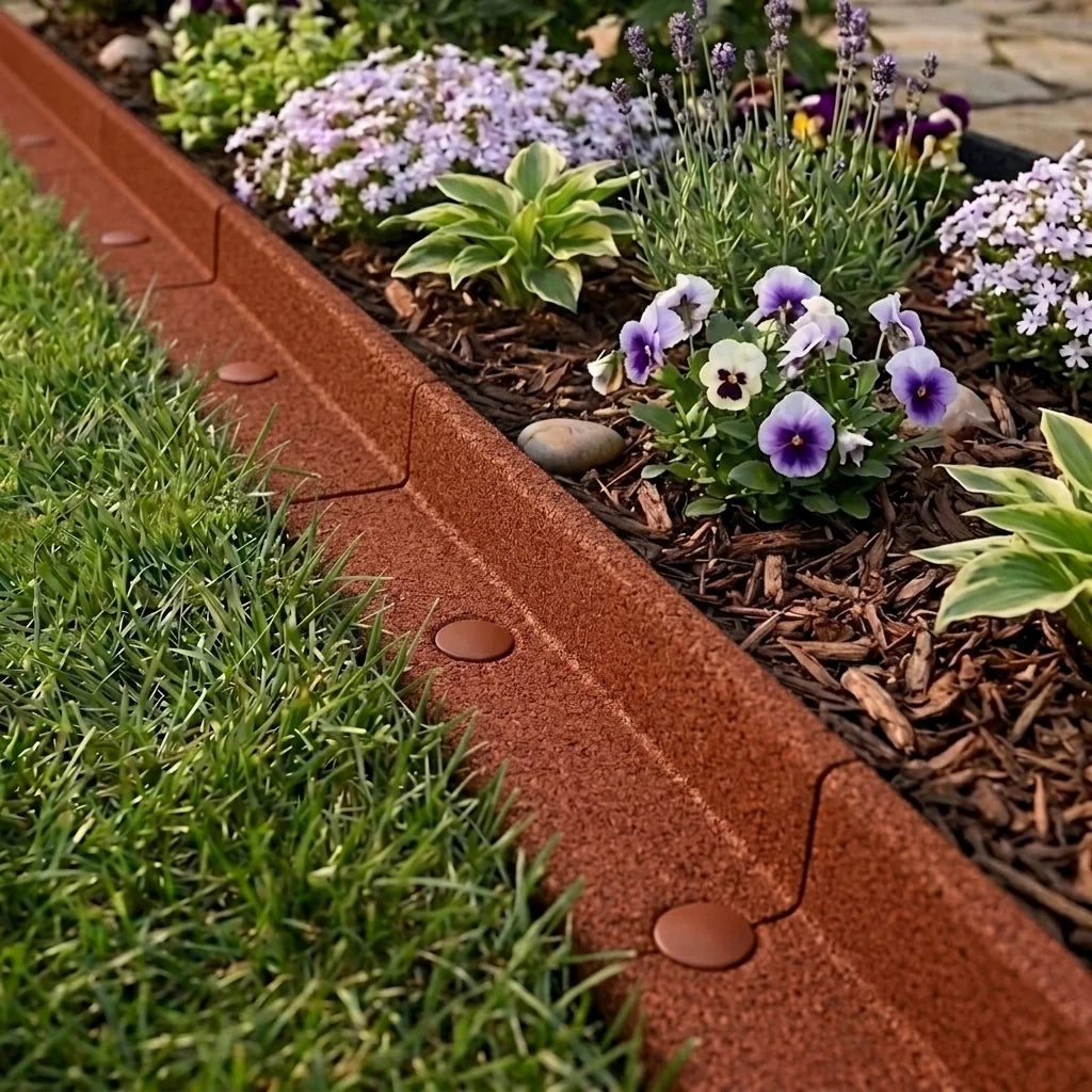 Bordura Flessibile da Giardino 40 x 1,2 m Terracotta con Martello in Gomma