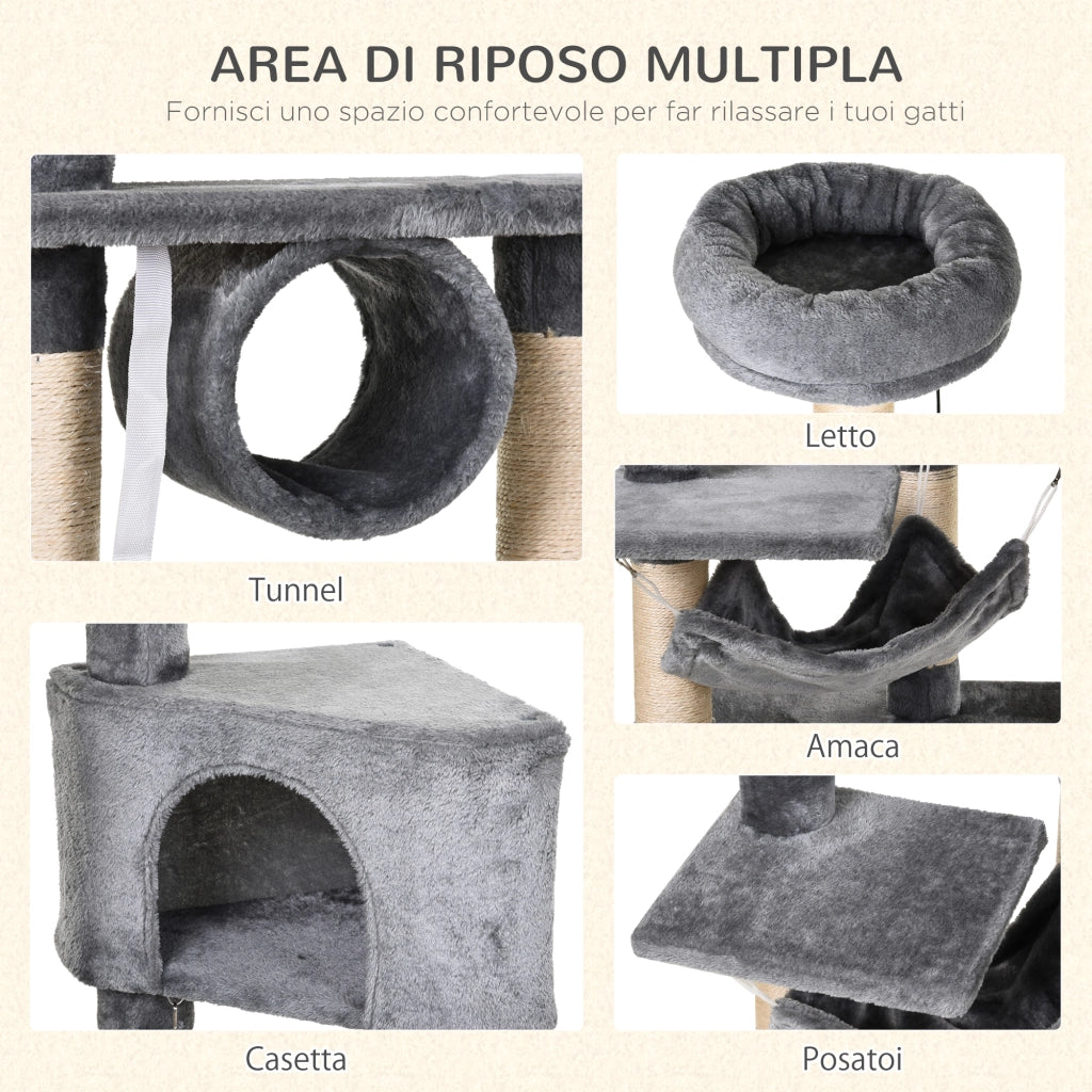 Tiragraffi per Gatti con Cuccia e Amaca ¨C Minimal ¨C Grigio