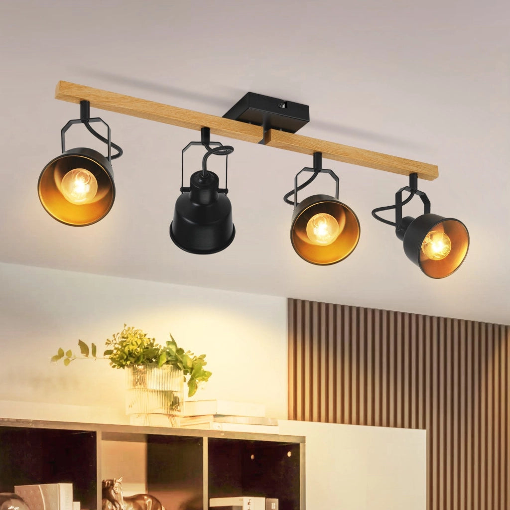 ZMH Faretto da soffitto a 4 luci orientabile a 350° Vintage Plafoniera Soggiorno Corridoio