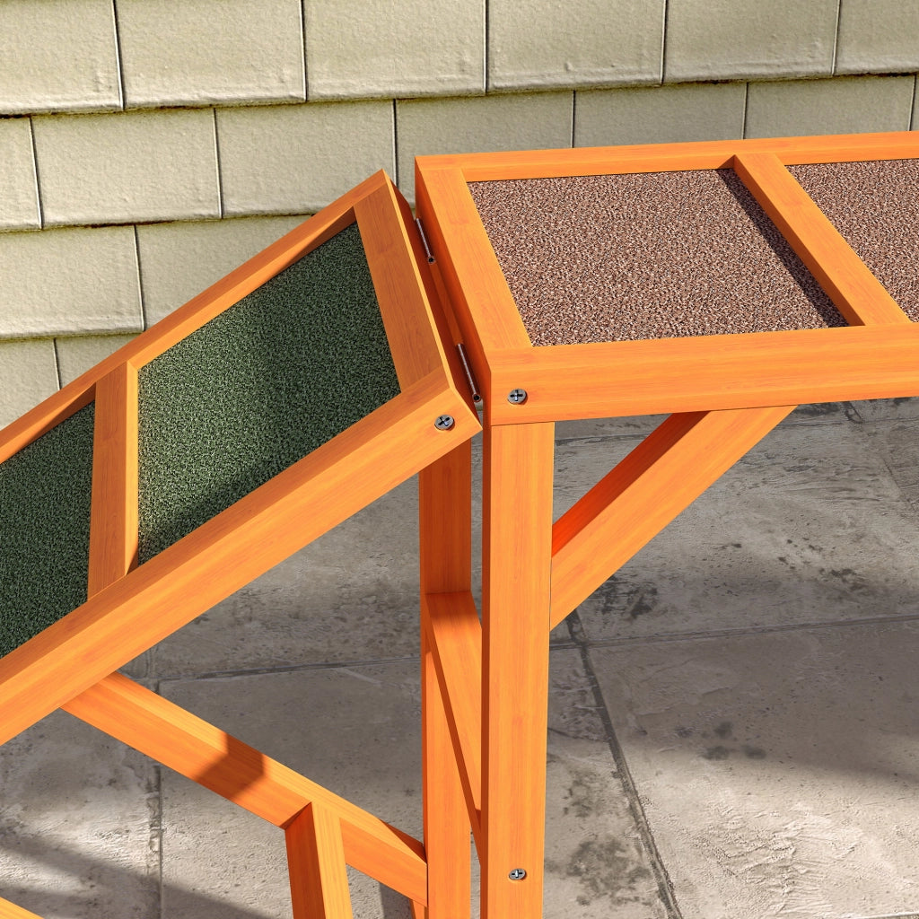 Passerella per agility cani con barra di sicurezza e superficie antiscivolo in legno arancione 325 × 55 × 69 cm