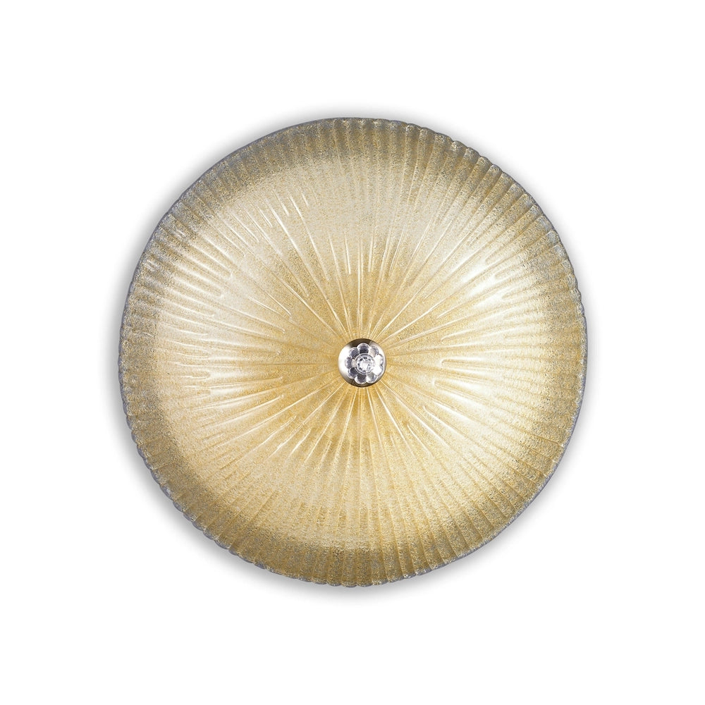 Plafoniera Classica Shell Vetro Ambra 6 Luci E27