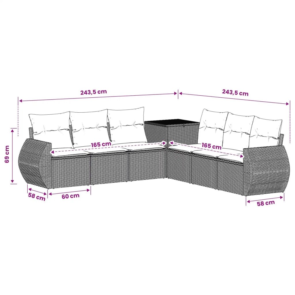 Set di divani 7 pz Grigio e Blu Navy Rattan sintetico e Acciaio 3448825