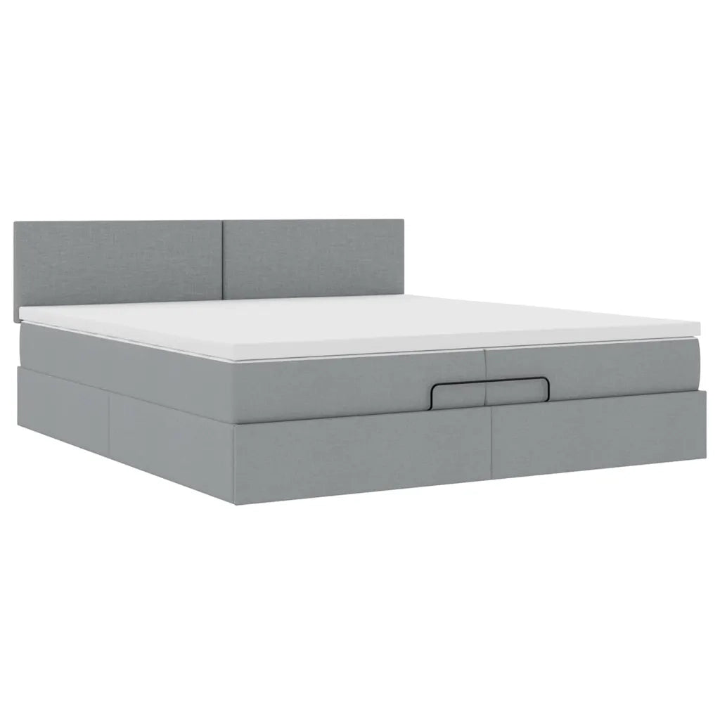 Struttura Letto Pouf con Materasso 200x200 cm in Tessuto 3311401