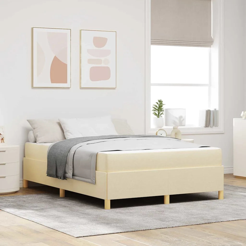 Struttura del letto con materasso Crema 140 x 190 cm Tessuto