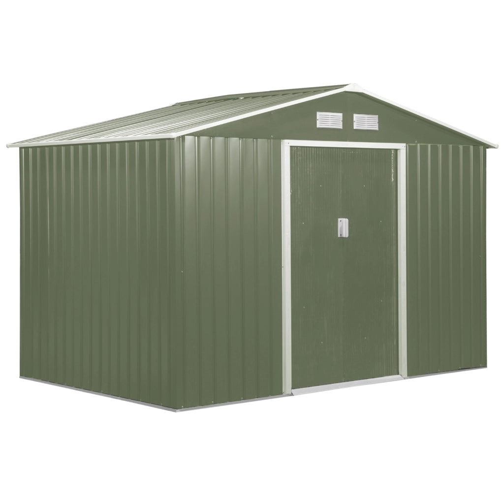 EasyComfort Casetta da Giardino con 2 Porte Scorrevoli e 4 Prese d'Aria in Acciaio, 277x195x192cm, Verde Chiaro