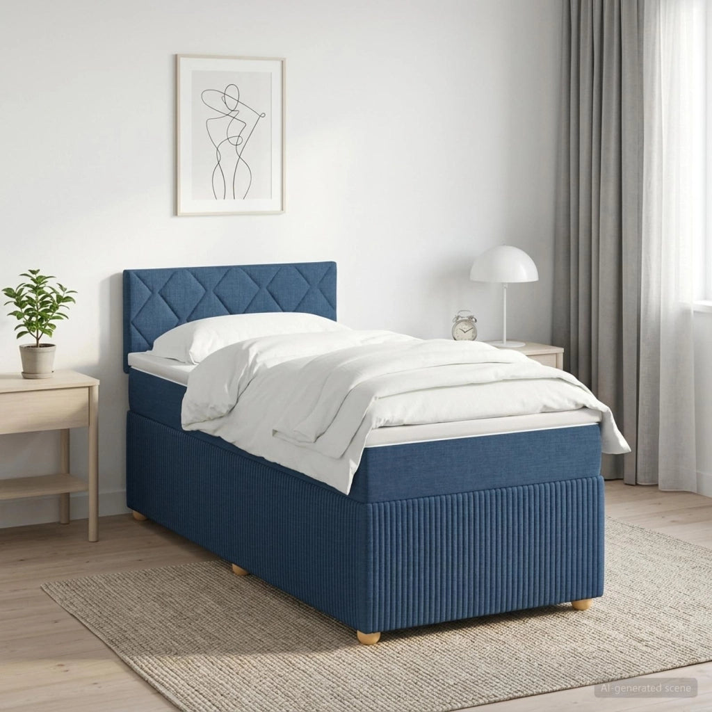 Letto box spring con materasso Blu 90 x 200 cm Tessuto 3451390