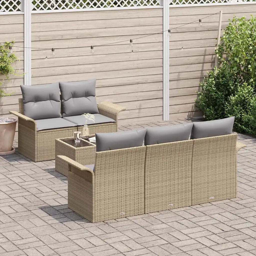 Set Divano da Giardino con cuscino 6 pcs Beige e grigio