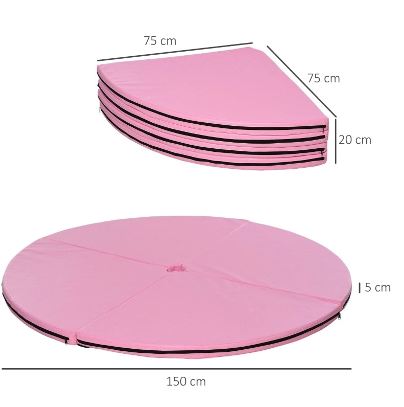 Tappetino rotondo per pole dance 150x150x5 cm in plastica rosa, pieghevole –