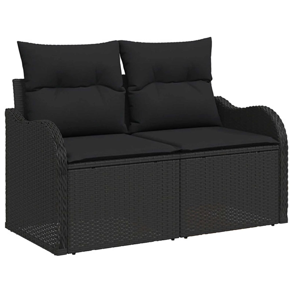 Set di divani 5 pz Nero Rattan sintetico e Acciaio 3447748