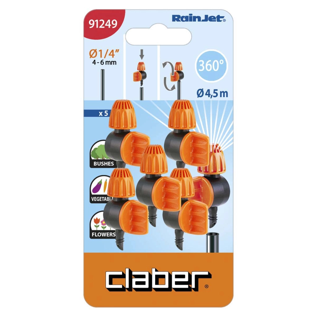 MICROIRRIGATORE + RUBINETTO SELF CLABER - RAINJET 91249 360  ° LT/H 72 1/4 CF=PZ 5- 10 confezioni