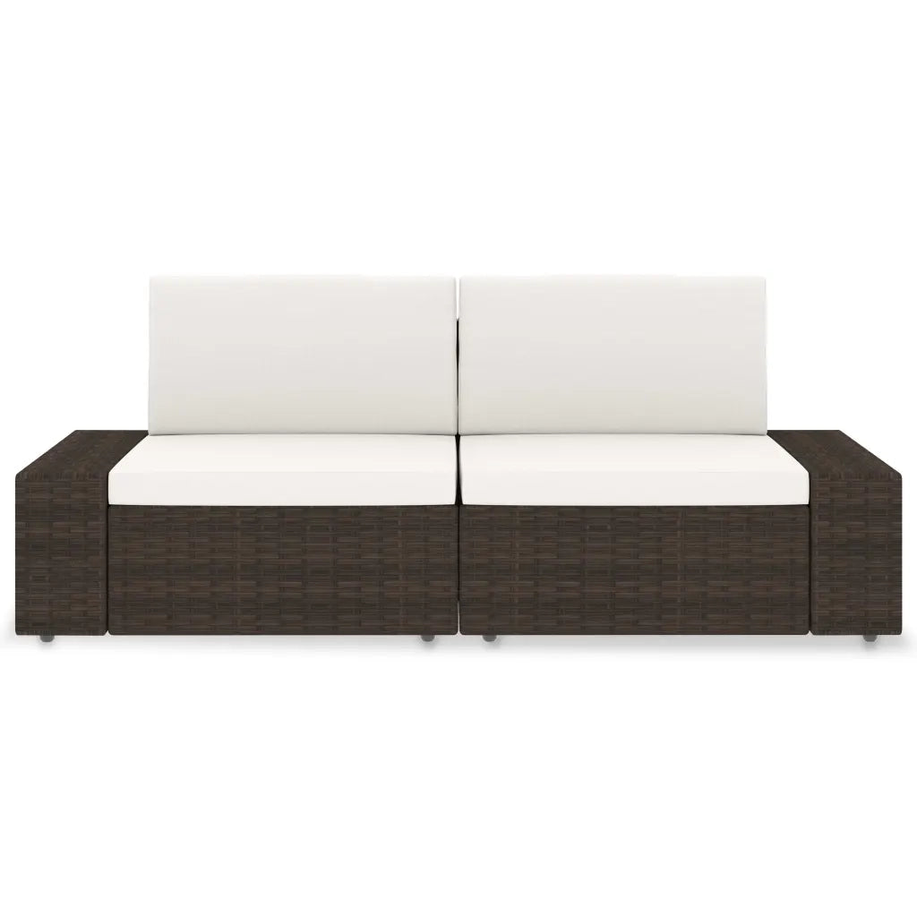 Divano Modulare a 2 Posti in Polyrattan Marrone 49515