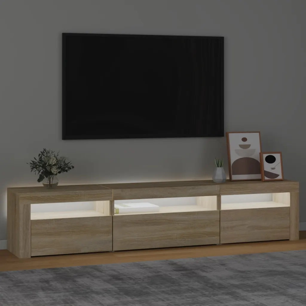 Mobile Porta TV con Luci LED Rovere Sonoma 195x35x40 cm 3152740