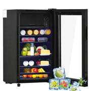 Frigorifero compatto a libera installazione 76 l con congelatore 6 l; compressore silenzioso e porta in vetro