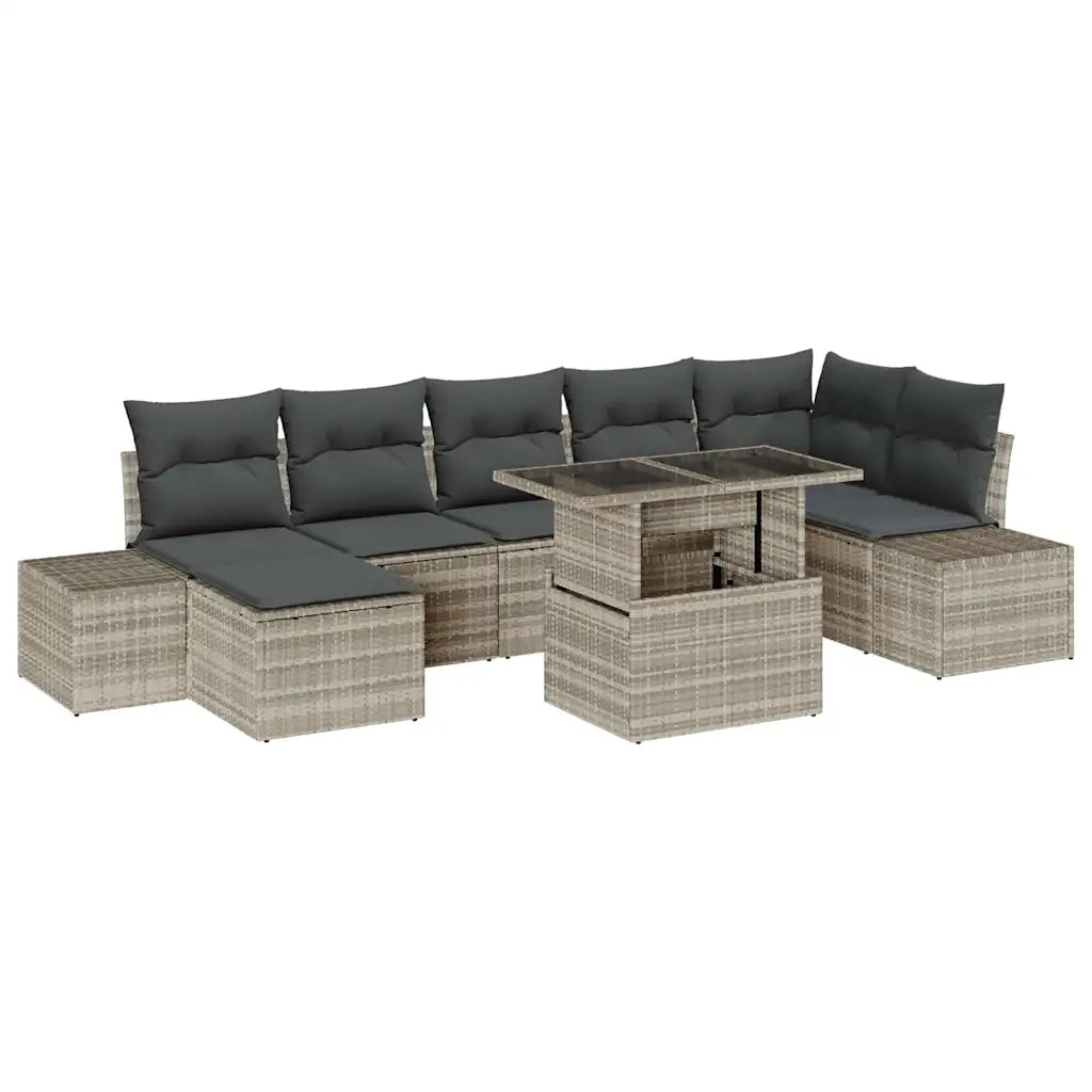 Set Divano da Giardino con cuscino 8 pcs Grigio chiaro 3349228