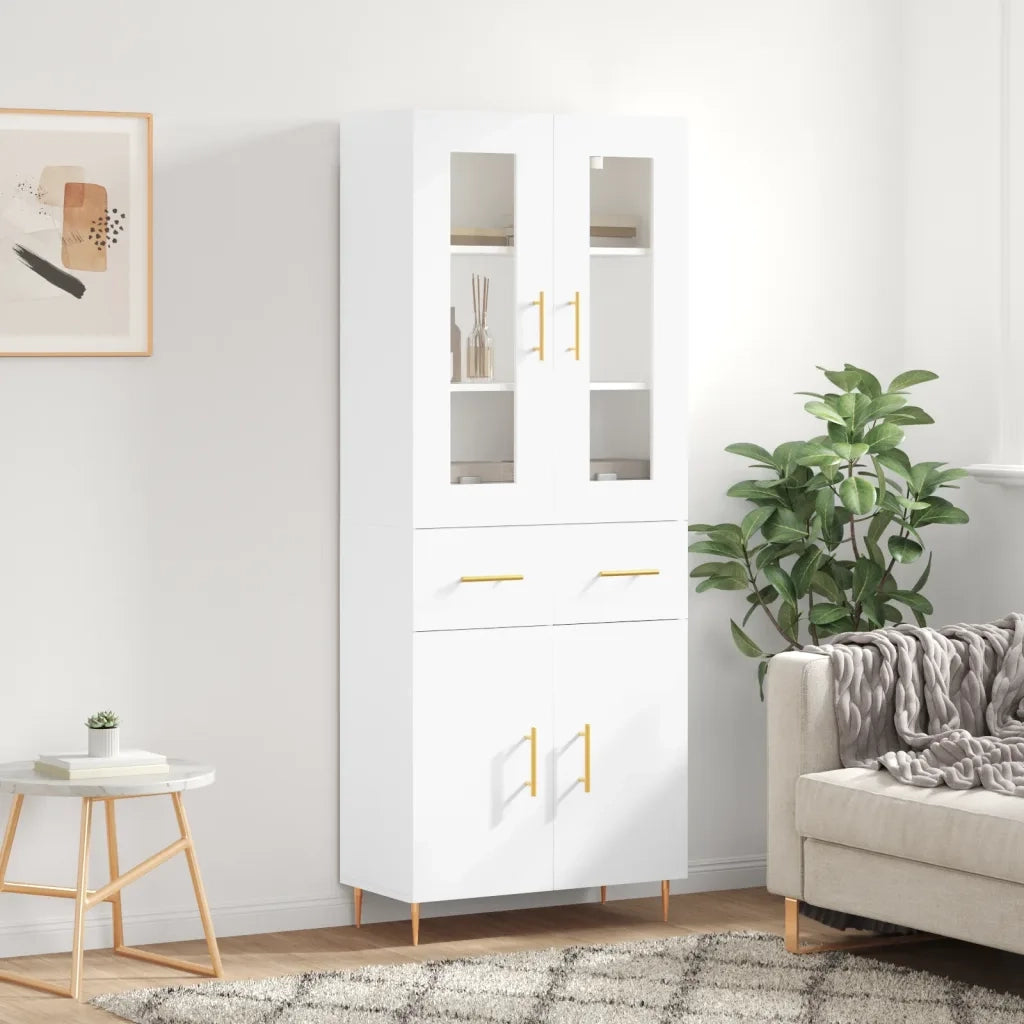 Credenza | Madia | Buffet da pranzo | Armadio da pranzo Bianca 69,5x34x180 cm in Legno Multistrato