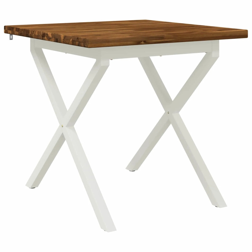 80 x 80 x 75 cm Legno di Acacia Massello Naturale e Bianco 938805