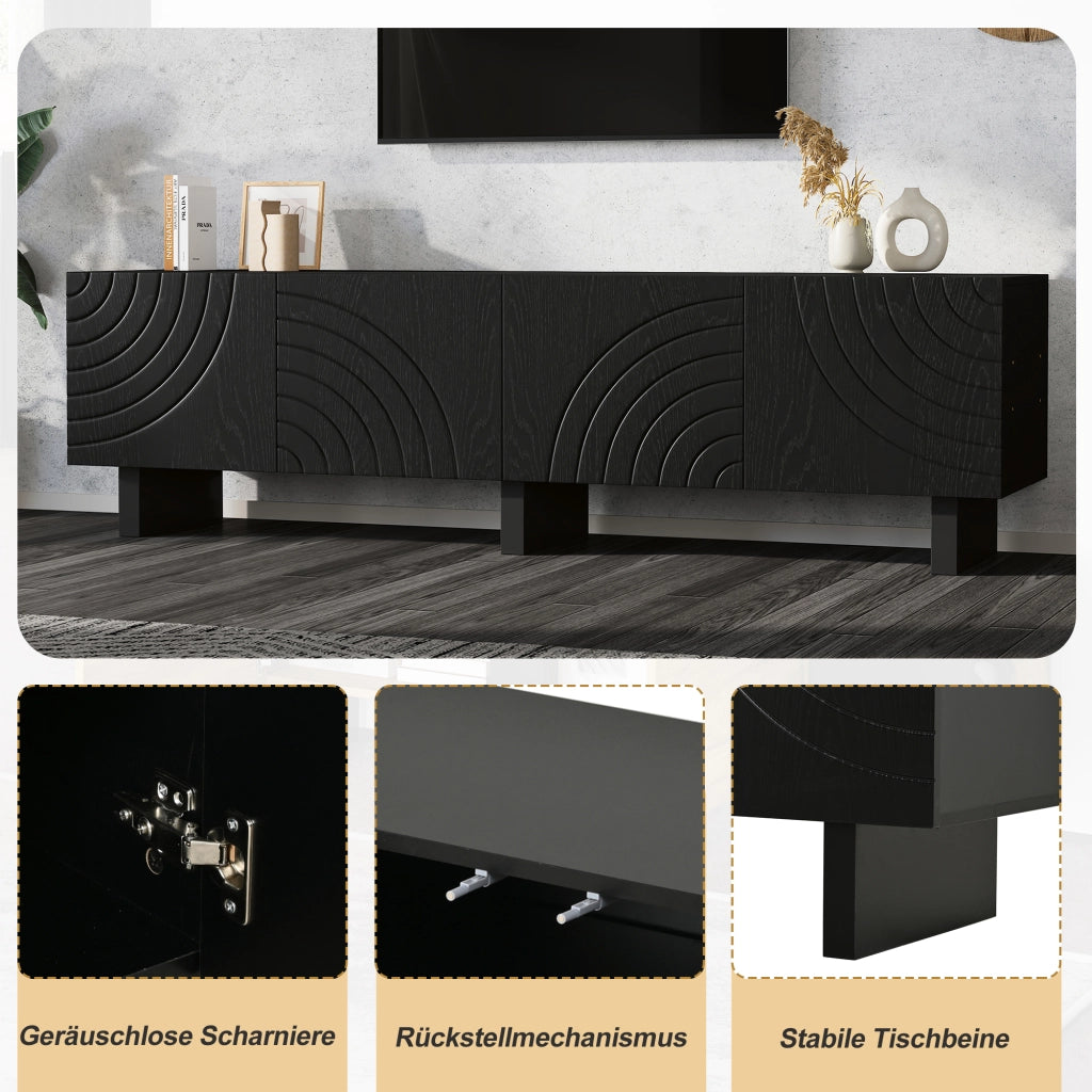 Mobile TV 180x40x55 cm in pannello truciolare nero