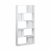 Libreria a 5 ripiani con 10 vani, bianco