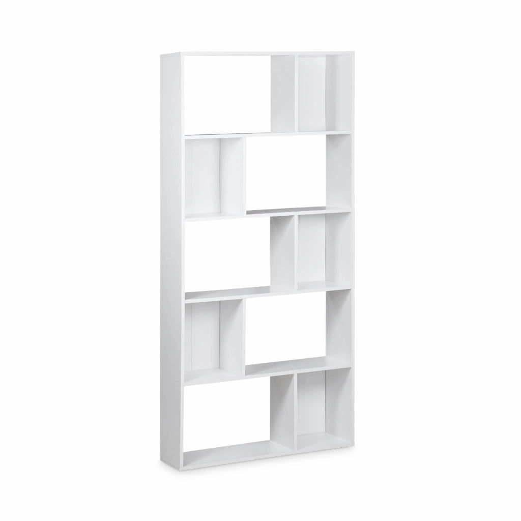 Libreria a 5 ripiani con 10 vani, bianco
