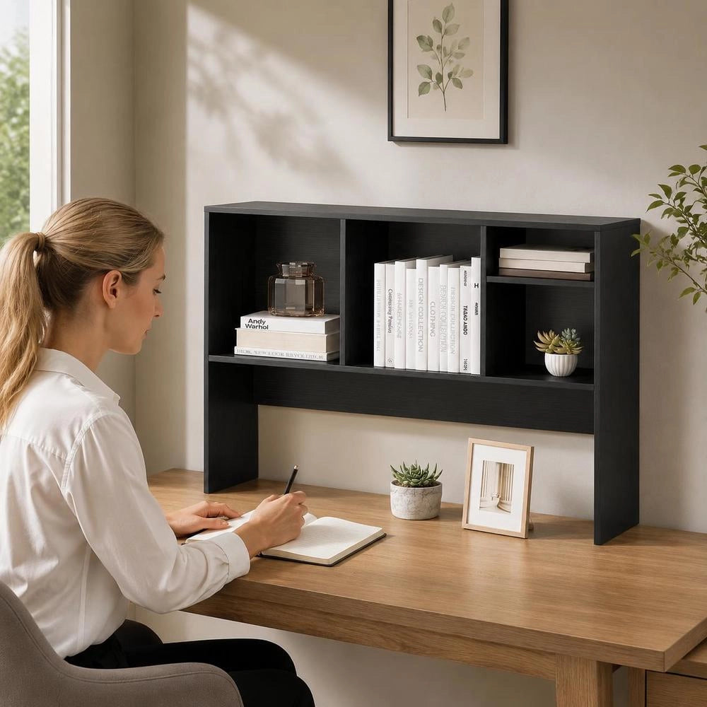 Scaffale da scrivania con 4 scomparti; scaffale da tavolo; scaffale da scrivania; scaffale da libri; 94 x 25 x 73 cm; nero