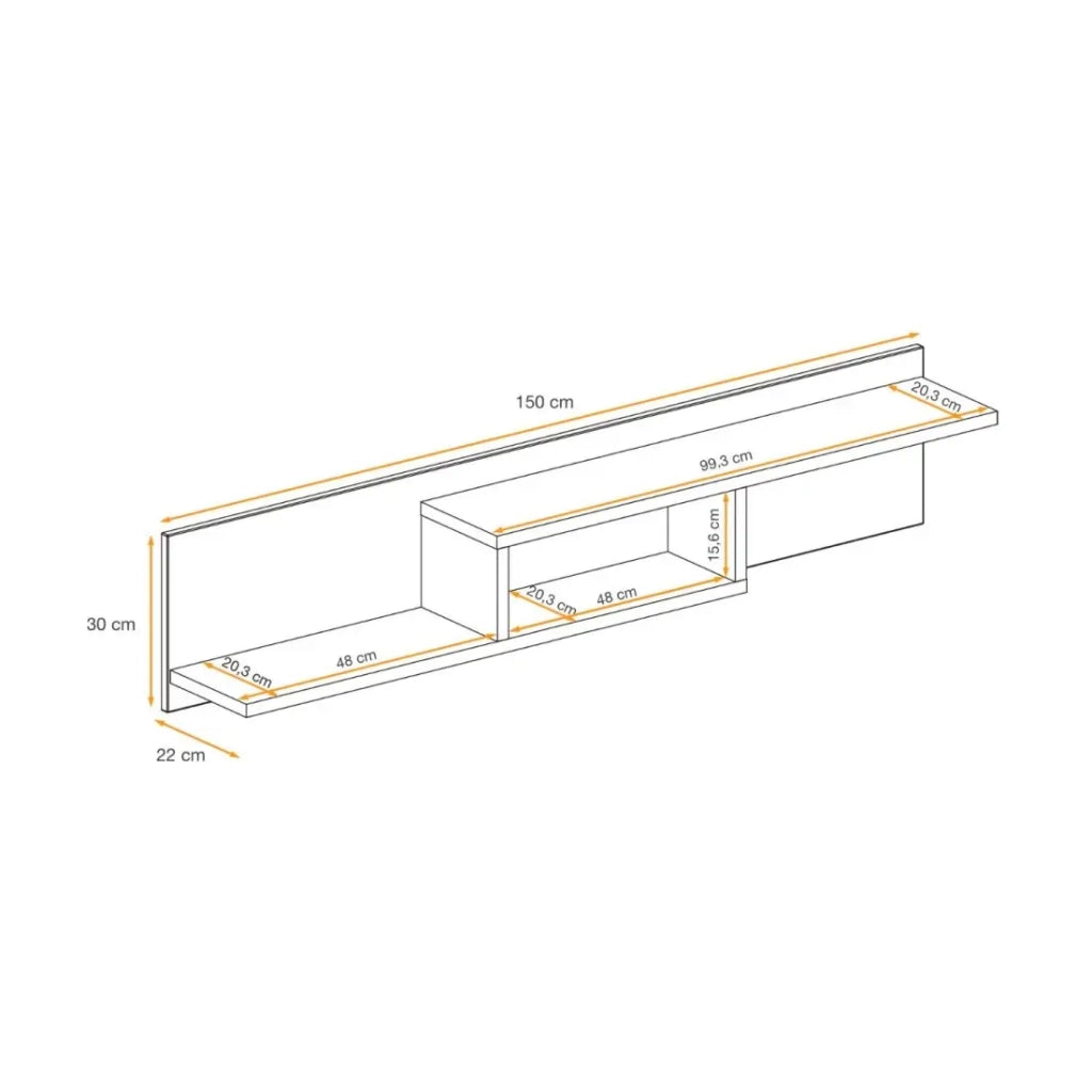 Scaffale da muro CRISS – Rovere chiaro e nero – 150 cm
